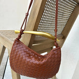 Woven Crescent Handle Statement Bag
