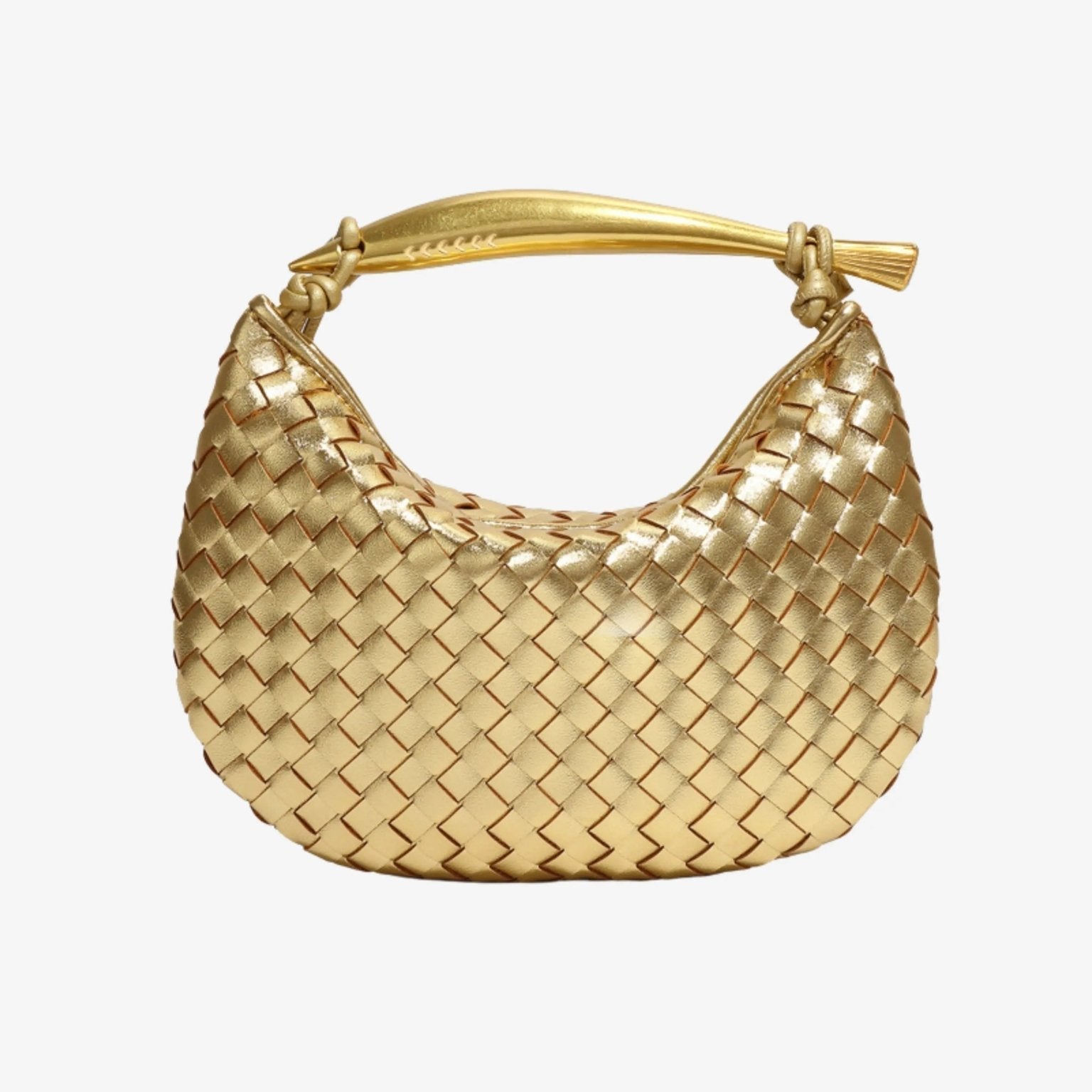 Woven Crescent Handle Statement Bag