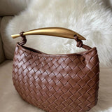 Woven Crescent Handle Statement Bag