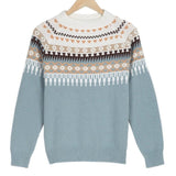 Fair Isle Knit Sweater with Classic Crew Neck