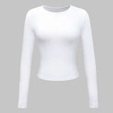 Long Sleeve Fitted Crop Top with Thumbhole Cuffs