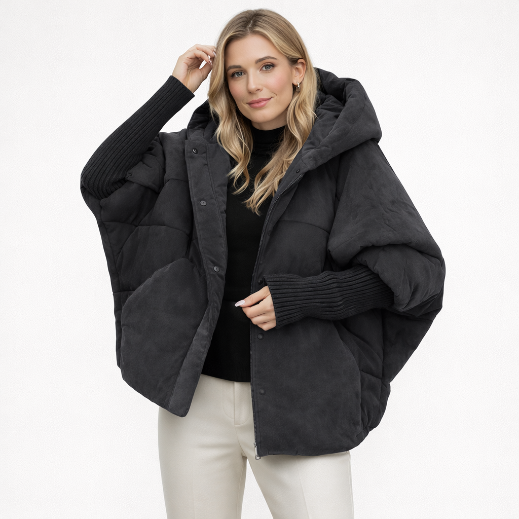 Oversized Hooded Puffer Jacket with Soft Textured Finish