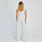 Sleeveless Wide Leg Jumpsuit with Waist Tie