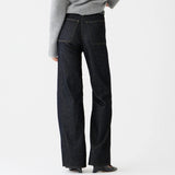 High Waist Wide Leg Denim Pants with Utility Pockets