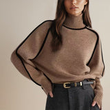 Contrast Trim Turtleneck Knit Sweater