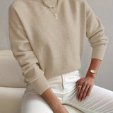 Relaxed Mock Neck Knit Sweater with Soft Finish
