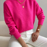Relaxed Mock Neck Knit Sweater with Soft Finish