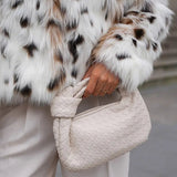 Woven Knot Handle Hobo Bag