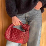 Woven Knot Handle Hobo Bag