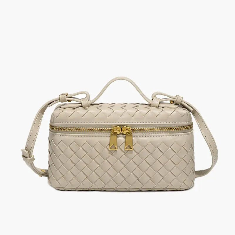 Woven Zip Camera Crossbody Bag