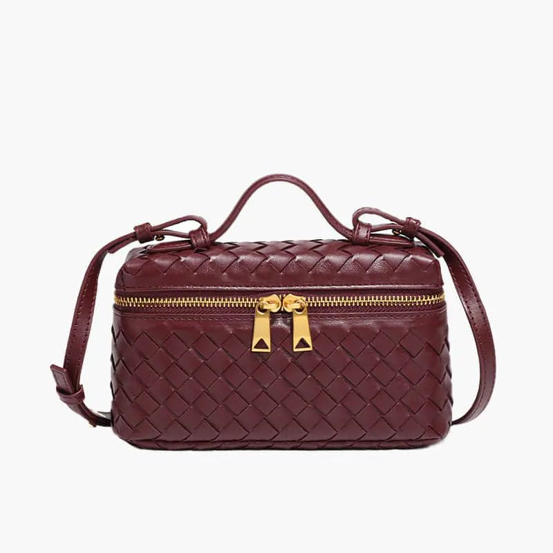 Woven Zip Camera Crossbody Bag