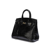 Croc Embossed Structured Top Handle Bag