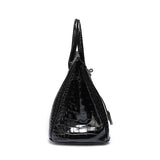 Croc Embossed Structured Top Handle Bag