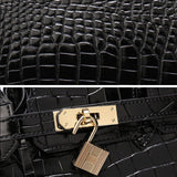 Croc Embossed Structured Top Handle Bag