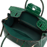 Croc Embossed Structured Top Handle Bag