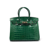 Croc Embossed Structured Top Handle Bag